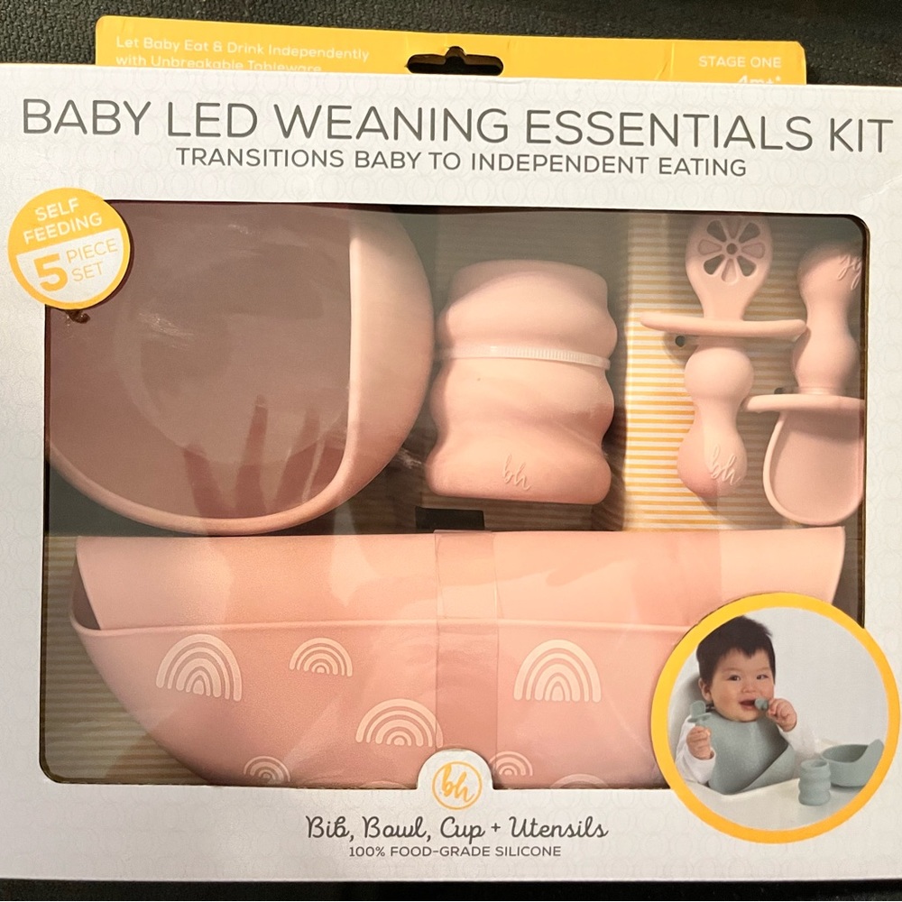 BooginHead Baby Led Weaning Essentials Kit includes bib, bowl, cup, and utensils